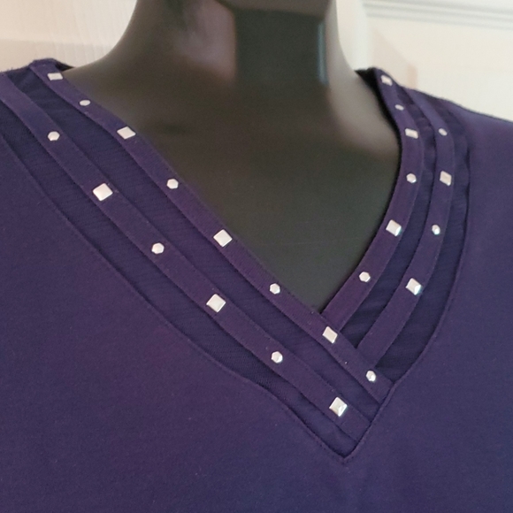 🔥$5 SALE! Allison Daley navy t-shirt sz Large petite - Picture 2 of 8